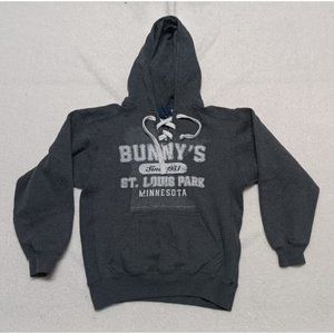 J America Mens Gray Bunny's St Louis Park Minnesota Pullover Hoodie Lace Up Sz S